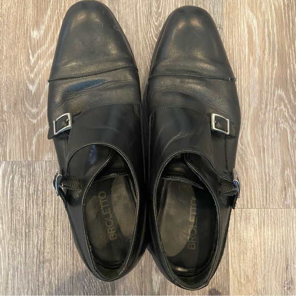 BROLETTO Leather Dino Double Monk Strap Shoe Black Made In Italy Size 9.5 main image 2